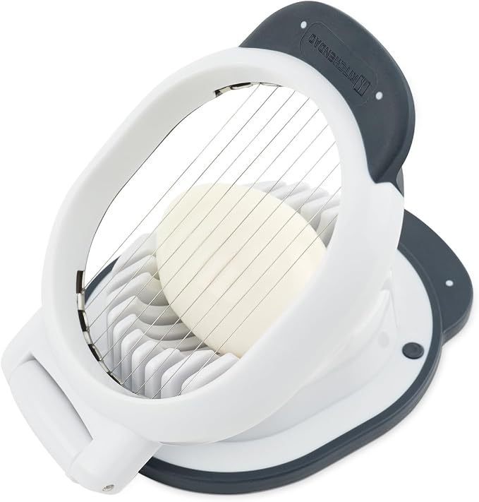 KITCHENDAO Replaceable Egg Slicer with Stainless Steel Wires, Egg Cutter for Hard-Boiled Eggs, Dual-Direction Cutting, Heavy-Duty Egg Dicer, Non-Slip Base & Handle, Dishwasher Safe