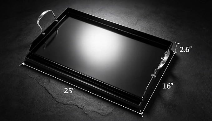 QuliMetal 25 x 16 Inch NanoCeramic Cast Iron Griddle for Gas Grills | Pre-seasoned flat-top griddle for gas grills and stove tops; ideal for camping, tailgating and backyard BBQs