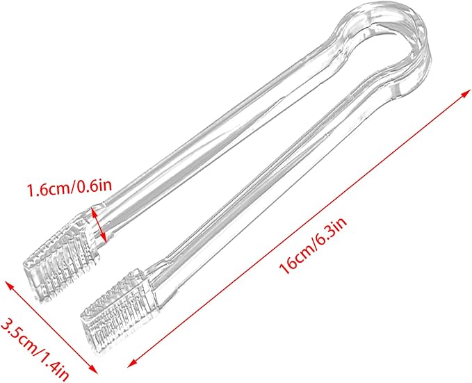 10 Pcs Plastic Buffet Serving Tongs, Clear Kitchen Tongs Mini Serving Utensil Tongs for Food Ice Salad Buffet Barbecue Cookies, 6.3 Inches
