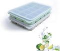 Tvmania Ice Cube Trays Set of 2, 15-Cube Silicone Molds with Removable Lids | Stackable, easy release, BPA-free, reusable, for freezer and whiskey