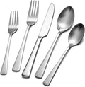 18/10 Flatware set for 12, 60 Piece Matte Stainless Steel Silverware Set | KINGSTONE Forged Flatware Cutlery Set, Mirror Polished Knives Fork and Spoon Utensils, Dishwaher Safe for Home Wedding Party
