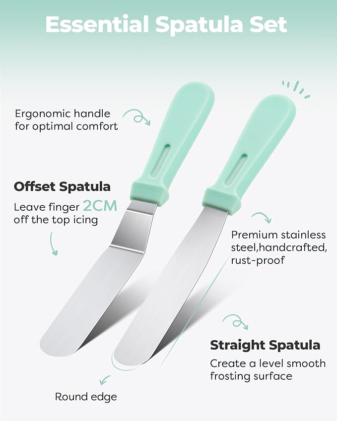 Kootek 158 Cake Decorating Kit Baking Supplies Tools for Beginners & Pros | Cake Stand Turntable, Icing Piping Tips, Disposable Reusable Pastry Bag, Spatulas, Video Tutorial, Pattern Chart