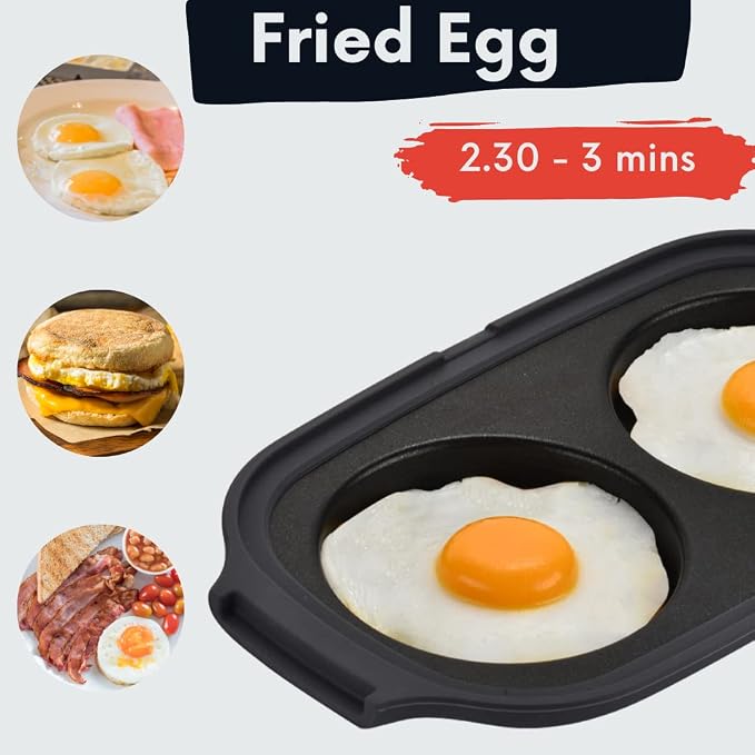 MACONEE Microwave Egg Fryer & Crisper Pan - Egg Cooker/Poacher for Sandwiches, Maker for 2 Eggs. 10inch Universal Crisper Pan/Cookware for Crispy Reheat of Pizza, Nuggets. Dishwasher-Safe & BPA-free.