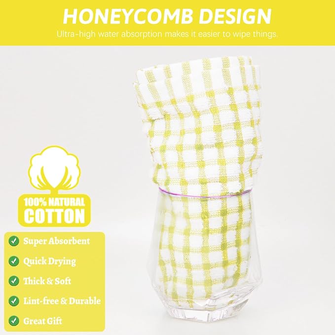 Nialnant 8 Pcs Kitchen Dish Rags,100% Cotton Kitchen Towels | Soft Absorbent Quick Drying Dish Cloths for Washing Dishes,Cleaning rags - 11 x 11In Yellow