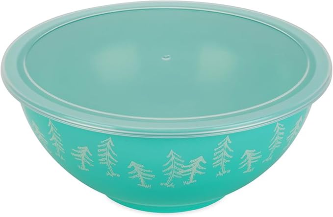 Camco Life is Better at The Campsite Nesting Bowl Set, Includes (4) Durable Melamine Bowls with (4) Plastic Lids Suitable for On-The-Go Lifestyles