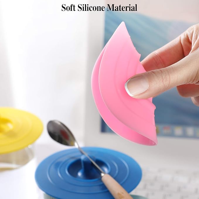 Silicone Cup Covers (Set of 4),Multicolored Silicone Lids for Mugs | Mug Covers for Mugs, Cups, Tea Pots,Flexible Mug Covers，Hot Cup Lids for Coffee & Tea