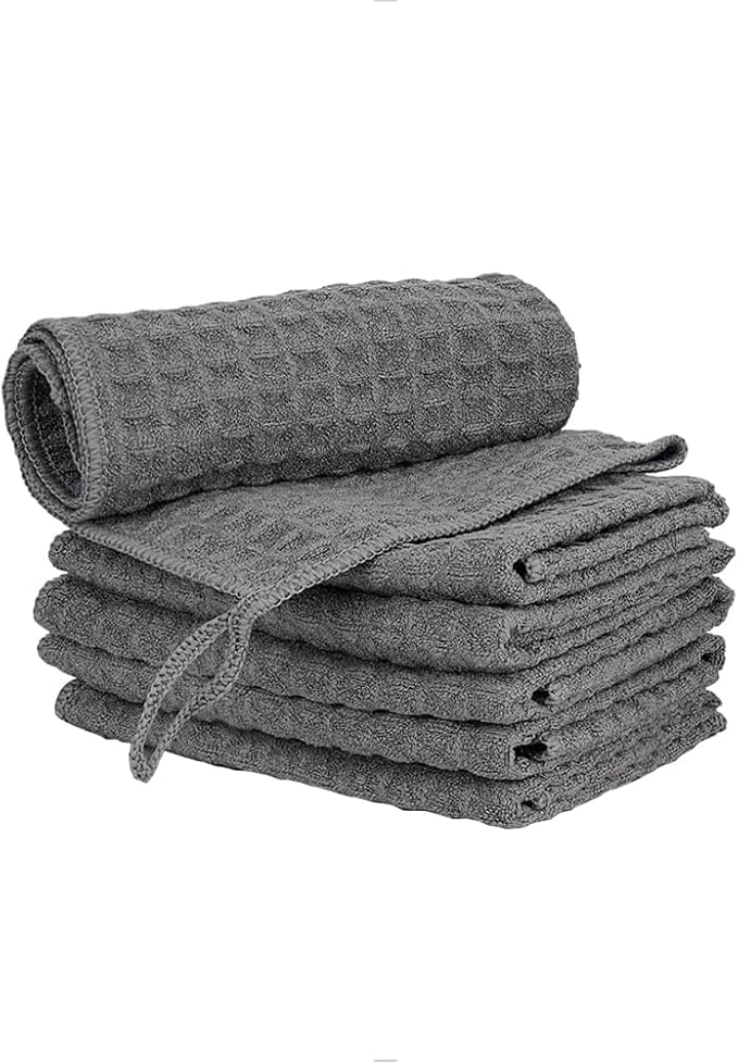 watchget 6 Pack Microfiber Espresso Barista Cleaning Towels, Dark Grey | Professional 12"x12" Lint-free Rags; Highly Absorbent Cleaning Towels for Espresso Steam Wands & Coffee Bar Counters