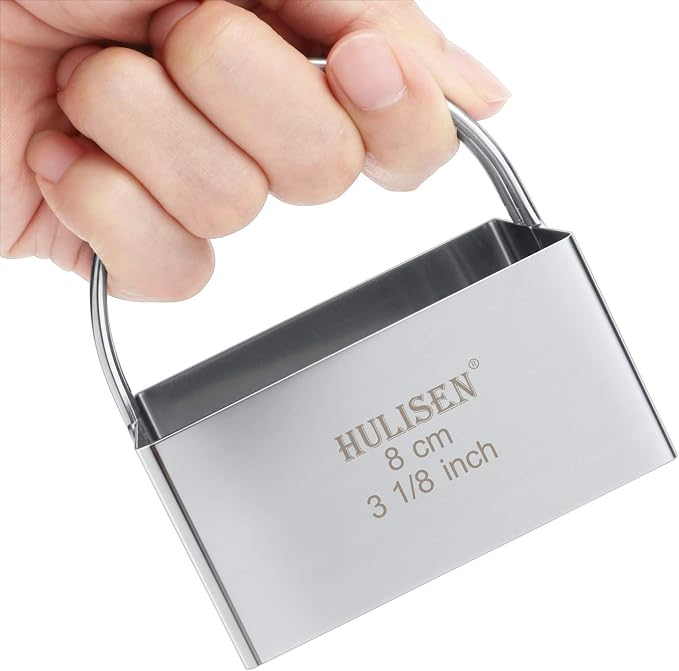 HULISEN Square Biscuit Cutter Set 4-Pc, Cookie Cutters with Handle | Stainless Steel, Dishwasher Safe, Etched inch/cm Markings, Gift-Ready Packaging, Ergonomic Arched Grip