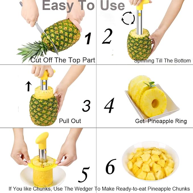 SameTech Easy Kitchen Tool Fruit Pineapple Peeler Corer Slicer Cutter | With Stainless Steel