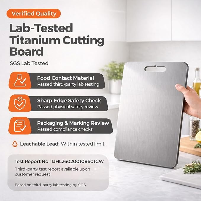 Titanium Cutting Board Set of 3, SGS Lab Tested Double-Sided Chopping Board | Safe for Meat, Vegetables, Fruits, Raw, & Cooked Food Prep, Non-Toxic Material, Dishwasher & Food Grade Safe (M+L+XL)
