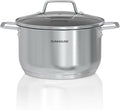 SUNHOUSE 6.5 Quart Stock Pot with Lid, Stainless Steel Pots for Cooking | Ultra thick 5-ply Base 18/10 Heavy Bottom Stainless Steel Pots for Canning, Boiling - Oven Safe & Induction Compatible