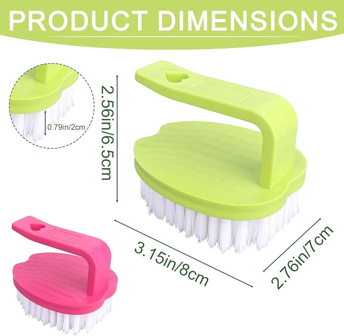2pcs Vegetable Scrubber Brushes, 8x7x6.5cm/3.15x2.76x2.56in PP Material Fruit and Veggie Brush with Stiff Bristles and Handle for Potatoes Carrots & Fruits (Red & Green)