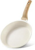 CAROTE10 Inch Non Stick Cream White Frying Pan, PFOA-Free | Healthy Non Toxic Granite Kitchen Cookware, All Stovetops Compatible Skillet with Heat-Resistant Handle