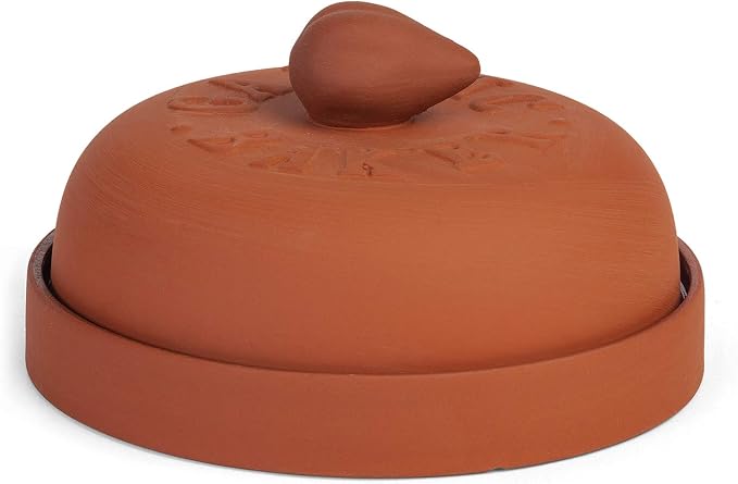 Fox Run Garlic Baker, 7-Inch, Terra Cotta | Oven, Microwave & Convection Oven Compatible | Dish & Lid For Roasting Bulbs of Garlic | Cute Terracotta Oven Garlic Baker