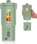 Portable Blender Shakes & Smoothies, Small Personal Blender, Green | 17oz Detachable To-Go Cup, Carry Handle, USB-C Rechargeable, 6-Leaf Stainless Blades, Auto-Shutoff, BPA-Free, Hand Wash