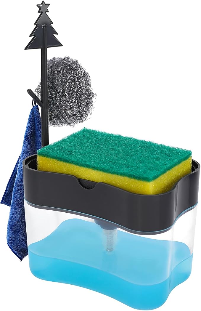 New 2026 Version Premium Quality Dish Soap Dispenser - Countertop Kitchen Soap Dispenser, Sink Dish Washing Soap Dispenser 13 Ounces (Sponge Included)