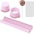 Round Cake Pop Mold Set with 9in Tray and Sticks- Pink | ABS Cake Pop Maker with Cutter and Pusher, perfect for making uniform cake pops for parties, weddings, and homemade desserts.