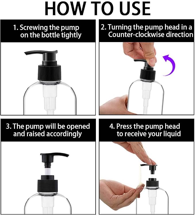 Clear Soap Dispenser with Rust Proof Pump, Waterproof Labels (1 Pack,16.9 Oz), Plastic Hand Soap Dish Soap Dispenser for Kitchen Bathroom