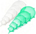 12 pcs Silicone Stretch lids set(6 Sizes,white&green) | Reusable Food Storage Covers ,Flexible to Fit All Shape of Containers,Food Cover to Keep Food Fresh