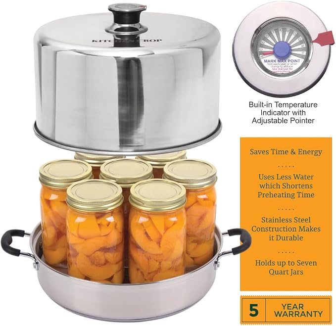 Kitchen Crop Steam Canner with Temperature Indicator (Stainless Steel Steam Canner)