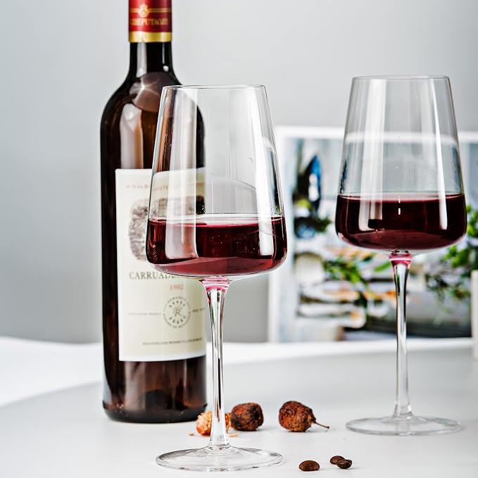 BACLIFE Red Wine Glasses Set of 2-19 Ounce Wine Glass With Long Stem,Clear - Unique Gift for Birthday,Wedding,Anniversary - Thin Rim Glass Ideal for Wine Tasting,Daily Use