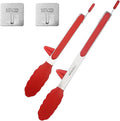 Kitchen Tongs with Silicone Tips 12-9Inch Stainless Steel Tongs for Cooking Heat Resistant Silicone Cooking Tongs Perfect for Grilling, Salad, and Canning,Link 2ps (red)