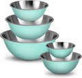 WHYSKO Stainless Steel Mixing Bowls Set, 5-Piece Meal Prep & Food Storage | .75, 1.5, 3, 4 & 5 Quart Metal Mixing Bowls Set for Prep, Serving, Baking & Food Storage, Ecofriendly, Dishwasher Safe, Blue