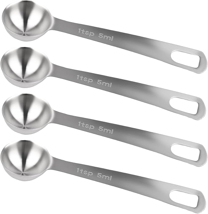 4 Pcs Measuring Spoons 1Tsp 5ml 1/3 Tbsp Stainless Steel Teaspoon Tablespoon Set Small Metal Table Spoons for Cooking Baking Tea Soup Dry and Liquid Ingredients Kitchen