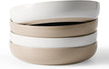 famiware Milkyway 33 oz Pasta Bowls Set of 4, White & Cinnamon Brown | Scratch-Resistant Stoneware Salad Bowls, Stackable, Dishwasher & Microwave Safe, Lead-Fre