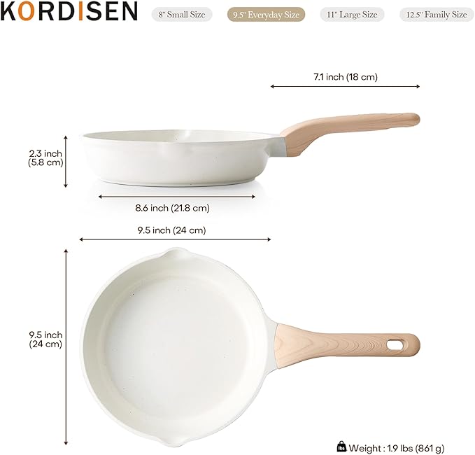 Kordisen Ceramic Non Stick Frying Pans Skillet, 9.5 Inch Ceramic Frying Pan Nonstick for Cooking Non Toxic, Healthy Induction Cookware, Heat Resistant Handle, PFOA & PFAS Free