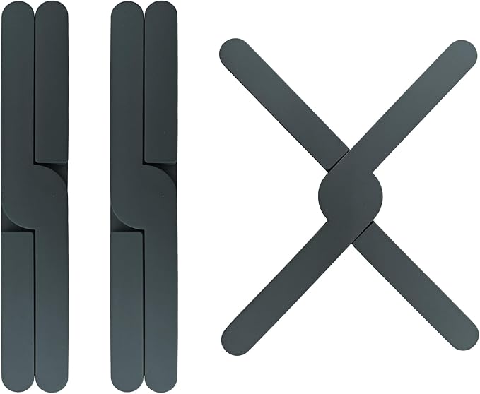 3PCS Foldable Silicone Trivet Set, Expandable Hot Pads for Kitchen, Heat Resistant Pot Holders, Non-Slip Table Protector Mat for Hot Dishes, Pots(Gray)