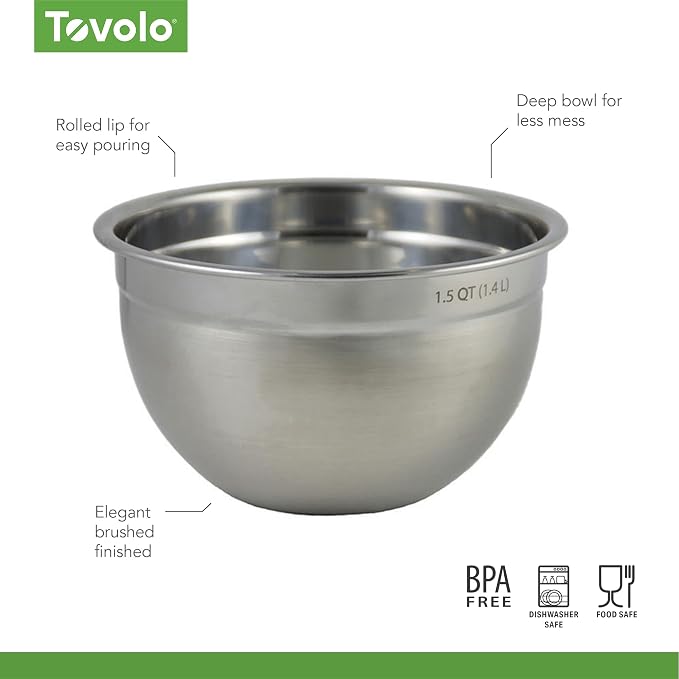 Tovolo, Bowl Mixing Stainless Steel 1.5 Quart, 1 Count (Pack of 8)