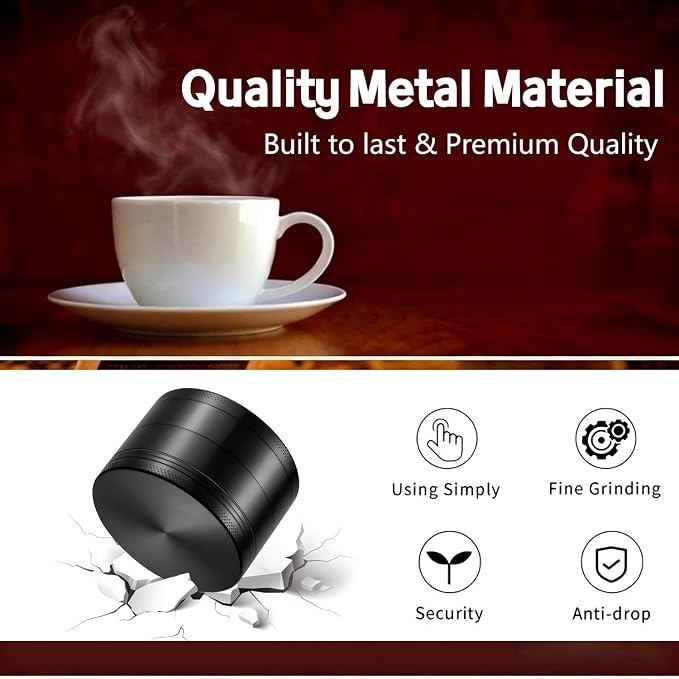 3-inch premium coffee bean jar | heavy-duty aluminum, smooth grinding, non stick design, essential for the kitchen - black