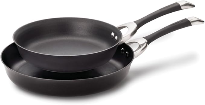 Circulon Symmetry Hard Anodized Nonstick Induction Frying Pan Twin Pack, 10-Inch and 12-Inch, Pan Sets for Cooking Nonstick, Black