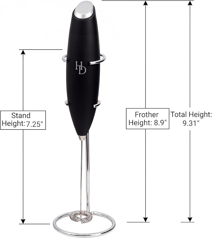 Milk Frother With Stand | Handheld Electric Wand for Frothing & Mixing | Hand Blender, Coffee Frother Handheld Drink Mixer for Lattes, Cappuccinos, Protein Powder, Matcha & More, Frother Wand