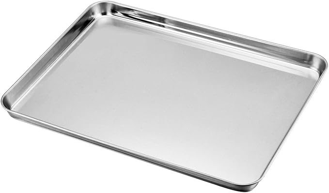 TeamFar Baking Sheet with Cooling Rack Set, 16 x 12 x 1 inch | Stainless Steel Quarter Sheet Pan Tray Cookie Sheet with Baking Rack, Non Toxic & Healthy, Mirror Finish & Dishwasher Safe