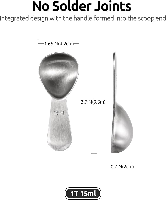 U-Taste 18/8 Stainless Steel Coffee Scoop: 1 Tbsp Scoop Metal Measure Spoon | Stainless Steel Tablespoon Measuring Spoon, Tablespoon Coffee Spoons, Short Handle Tbsp Scooper for Ground Coffee Bean Powder