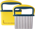 2 Pcs Crinkle Cutter Knife, Potatoes Crinkle Fry Cut and Vegetable Cutter for Veggies, Stainless Steel Carrot Slicer Yellow
