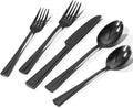18/10 Flatware set for 4, 20 Piece Black Stainless Steel Silverware Set | KINGSTONE Forged Flatware Cutlery Set, Mirror Polished Knives Fork and Spoon Utensils, Dishwaher Safe for Home Wedding Party