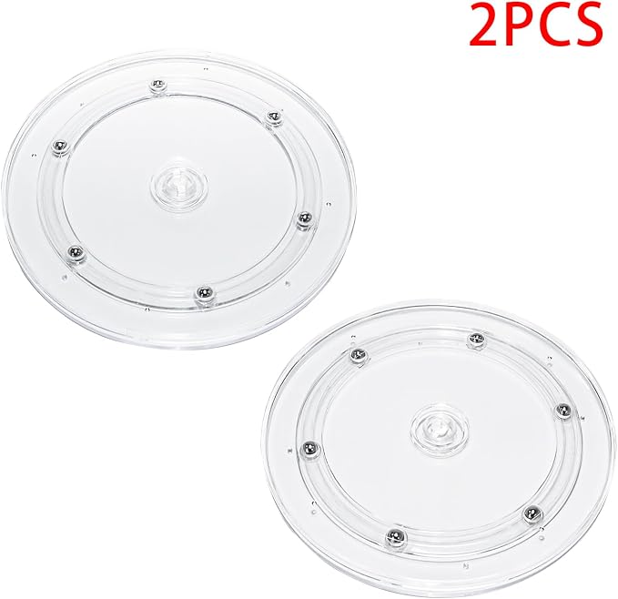 2Pcs Clear Acrylic Lazy Susan 7 Inch Turntable Organizer Bearings | Mini Lazy Susan, Small Lazy Susan Turntable, 360° Rotating Swivel Plate for Spice Rack, Cosmetic, Cake, Pantry, DIY Display