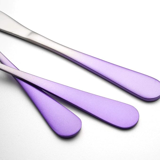 Travel Utensils Set with Case Reusable Portable Cutlery Set Stainless Steel 8pcs Including Dinner Knife Fork Spoon Chopsticks straws (Gradient Purple) | Dishwasher Including Dinner Knife Fork Spoon Chopsticks Straws Travel Fork Spoon Knife for Work, Ca...