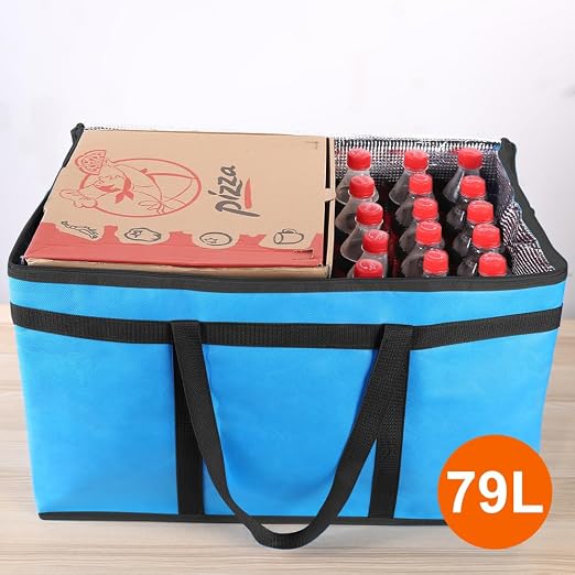 Bodaon 5-Pack Cooler Insulated Food Delivery Bag, Rideshare Delivery Bag, XXX-Large Thermal Bags for Catering/Hot Pizza, Travel/Camping/Picnic/Grocery Reusable Warmer Frozen, Blue-Black Edge