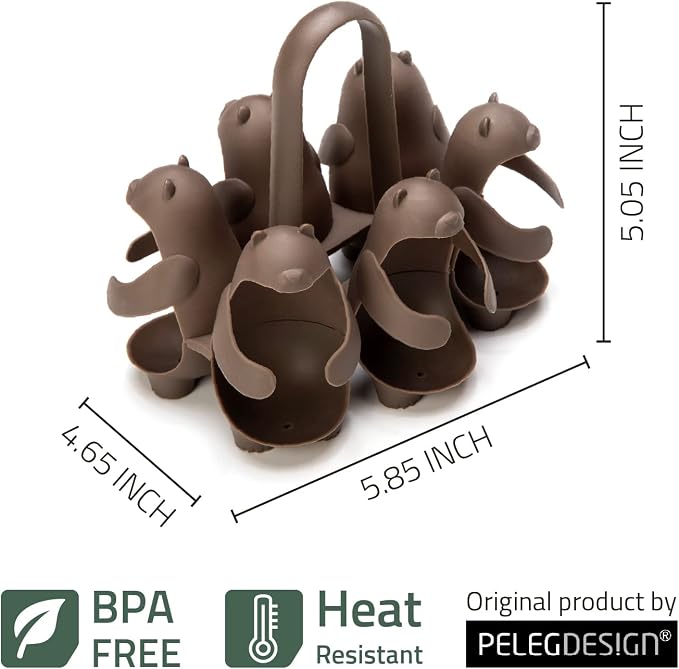 PELEG DESIGN Eggbears 3-in-1 Cook, Store and Serve Egg Holder, Bear-Shaped Boiled Egg Cooker for Making Soft or Hard Boiled Eggs, Eggies, Holds 6 Eggs for Easy Cooking and Fridge Storage