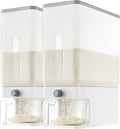 Lifewit Rice Dispenser 25 Lbs, Airtight Storage with Cup, 2 Pack Clear | BPA-Free 11.3kg Capacity Storage Container for Beans, Corn & Other Small Grains, One-Press Dispensing Bin for Kitchen Pantry