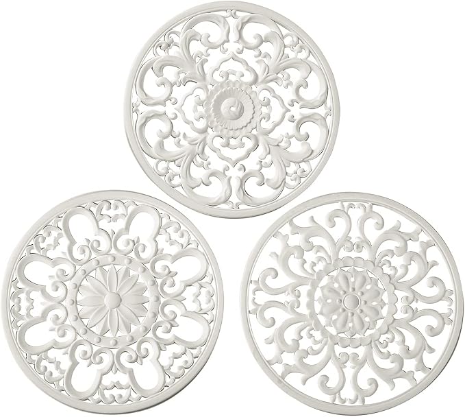 Extra Thick Silicone Trivet Mat for Hot Dishes, Hot Pots and Pans, Pot Holder, Hot Pad to Protect Your Table and Countertop, Kitchen Decor and Accessories,White, Set of 3
