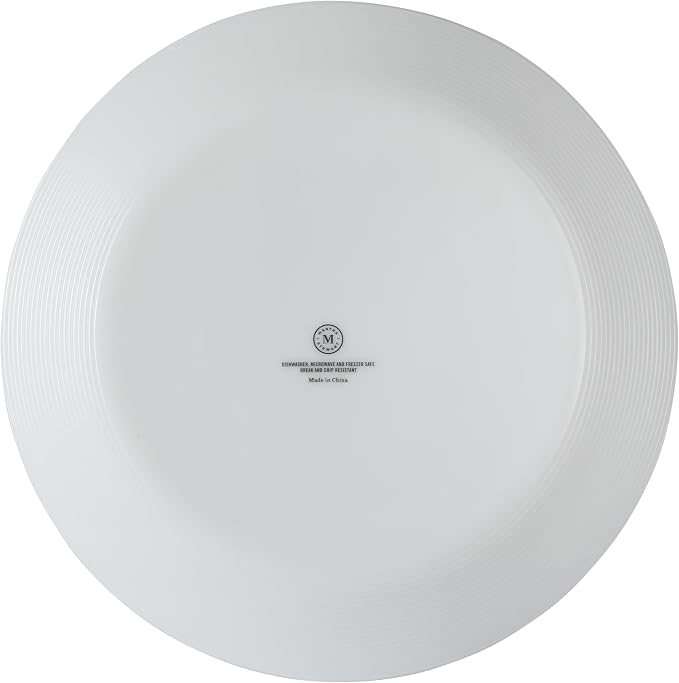 Martha Stewart Opalton Dinner Plates 6-Piece 10-Inch Plate Set – Chip and Break Resistant Opal Glass Plates - White