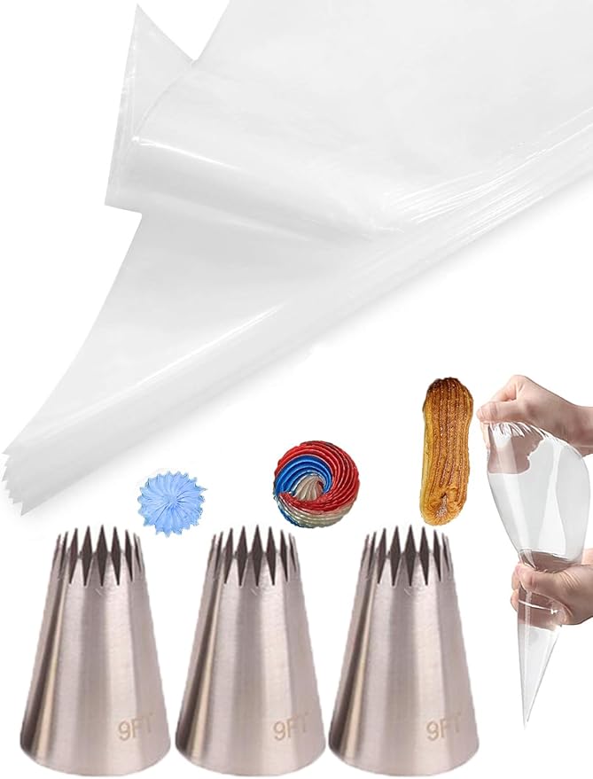 Churro Piping Tips and Bags Set,Extra Large Star Tip for Churros, Eclairs