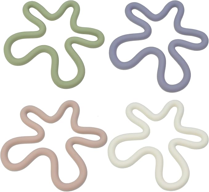 4 Set Silicone Trivets for Hot Dishes, Hot Pots and Pans, Flower Heat Resistant Hot Pads for Kitchen Countertop, Table, Hot Plate Mat Pot Holders Dining Counter Decor