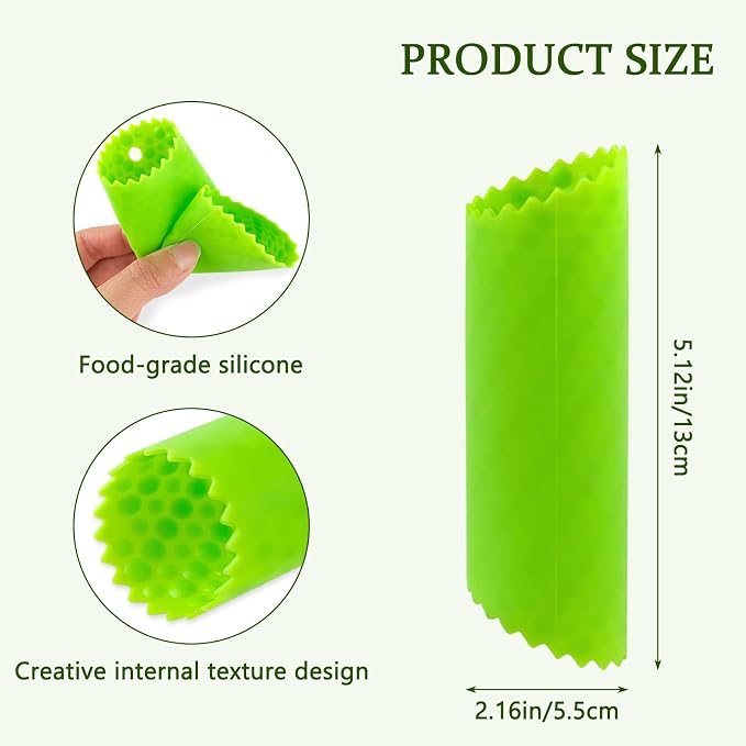 2Pack Garlic Peelers, 5.12 Inches Silicone Garlic Skin Remover - Effortless Peeling for Kitchen Use, Black/Green