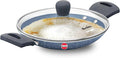 Hawkins Nonstick Pro 0.9 Litre Appachatty, Mini Kadhai, Appachatti, Appachetty, Appam Pot Maker, Deep Fry Pan with Glass Lid, Granite Kadai